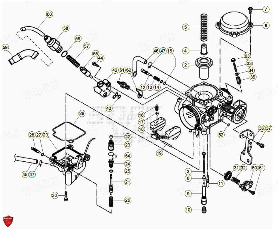 Carburateur Detail AZMOTORS PiÃ¨ces Beta ENDURO RR 125 4T LC - 2020