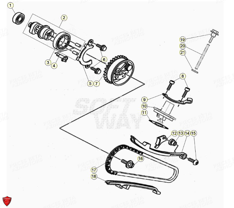 Cylindre Culasse Distribution AZMOTORS PiÃ¨ces Beta ENDURO RR 125 4T LC - 2020