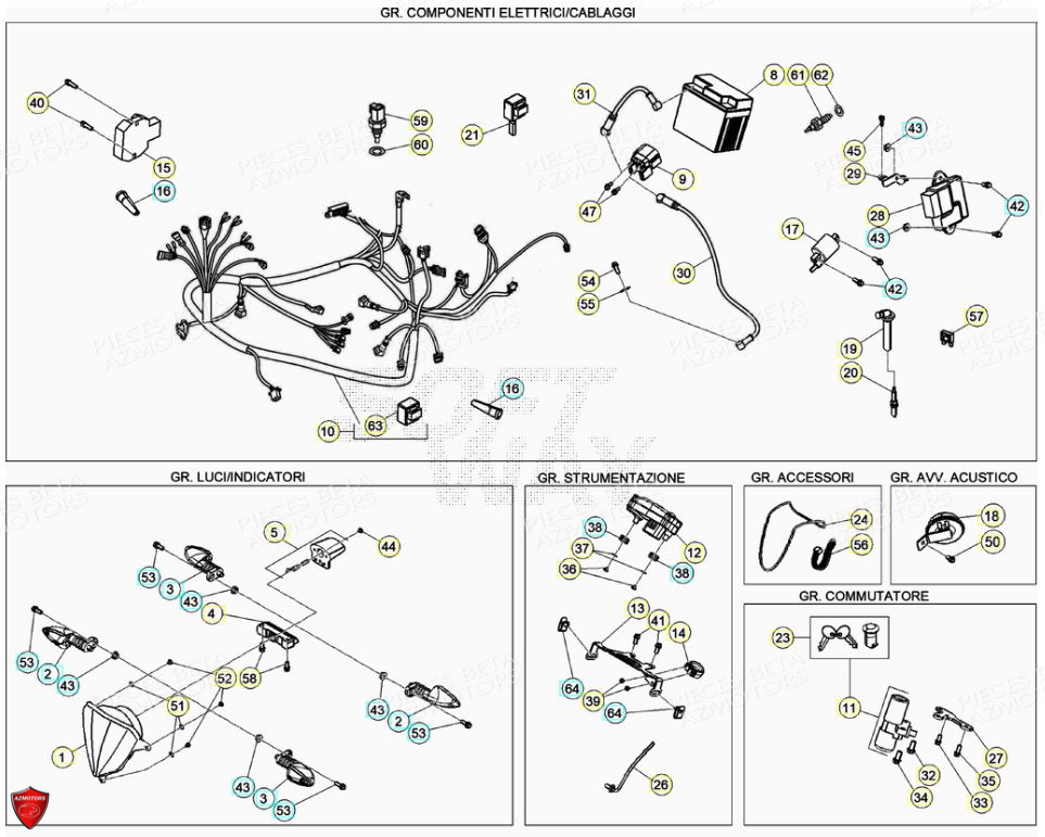 Installation Electrique AZMOTORS PiÃ¨ces Beta ENDURO RR 125 4T LC - 2020