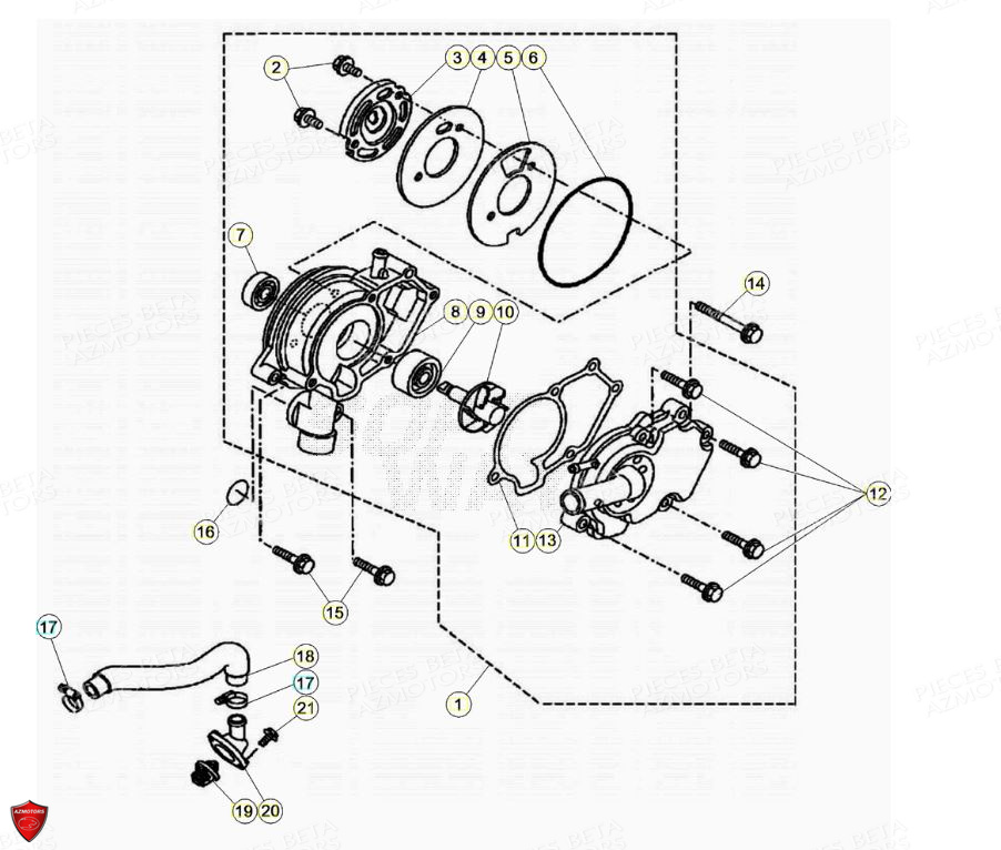 Pompe A Eau AZMOTORS PiÃ¨ces Beta ENDURO RR 125 4T LC - 2020