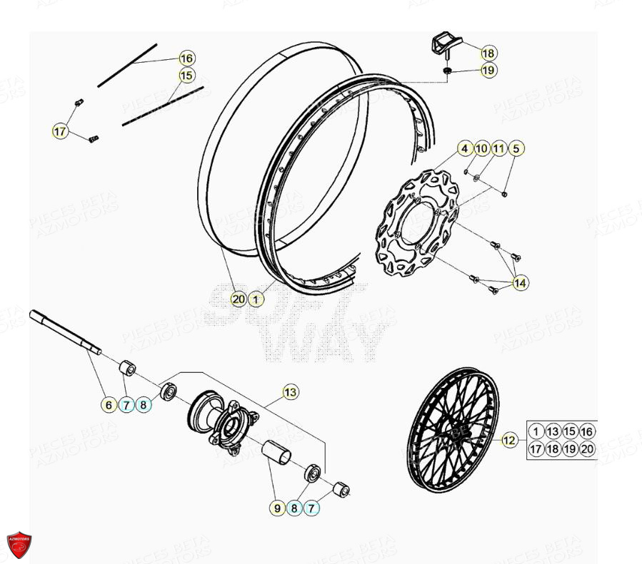 Roue Avant AZMOTORS PiÃ¨ces Beta ENDURO RR 125 4T LC - 2020