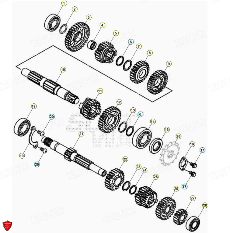 Boite A Vitesses AZMOTORS PiÃ¨ces Beta ENDURO RR 125 4T LC - 2021-2022