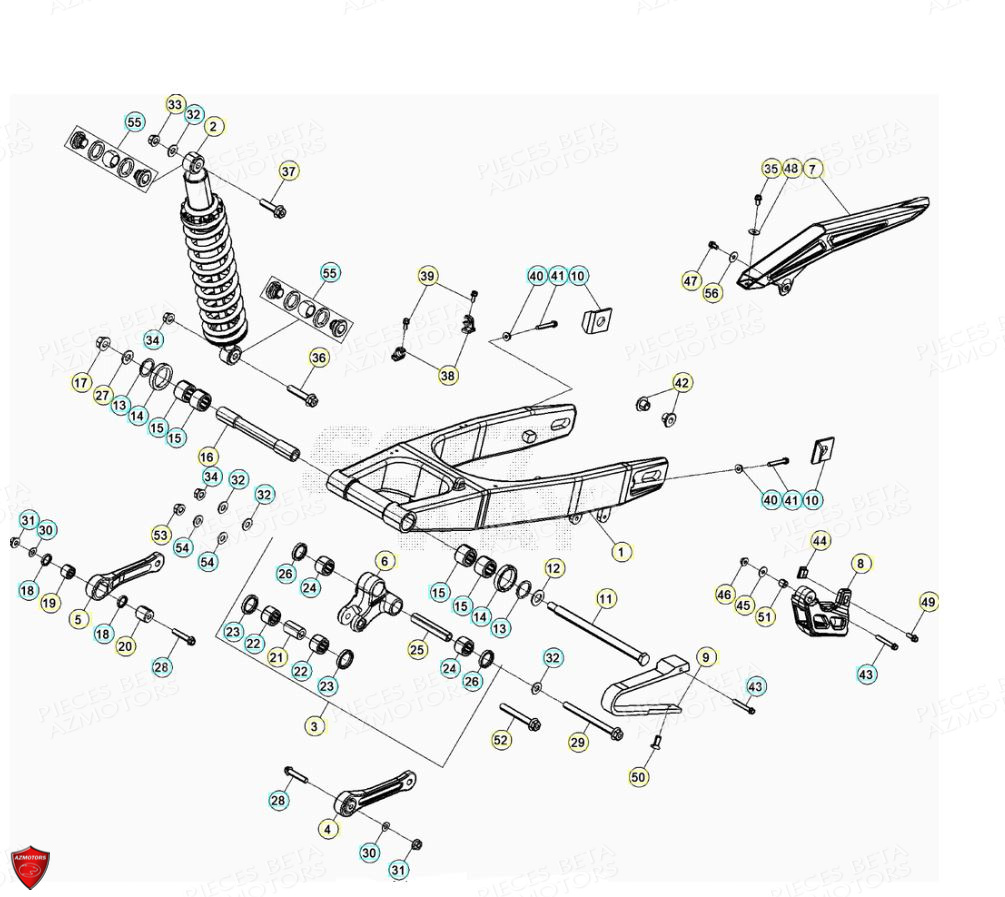 Bras Oscillant Fouche Ar Suspension Arriere AZMOTORS PiÃ¨ces Beta ENDURO RR 125 4T LC - 2021-2022