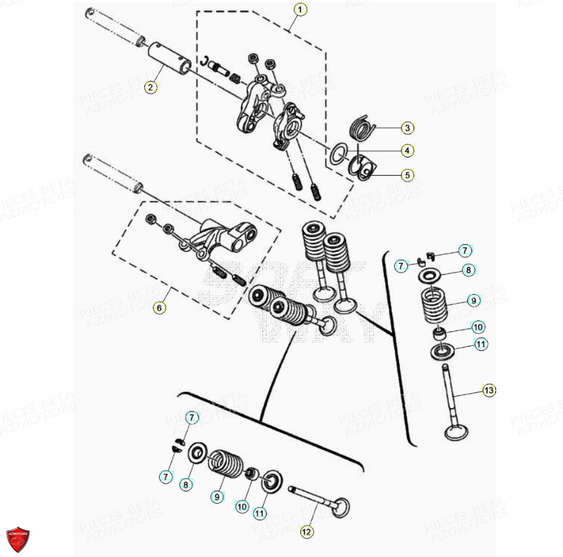 Cylindre Culasse Soupapes AZMOTORS PiÃ¨ces Beta ENDURO RR 125 4T LC - 2021-2022
