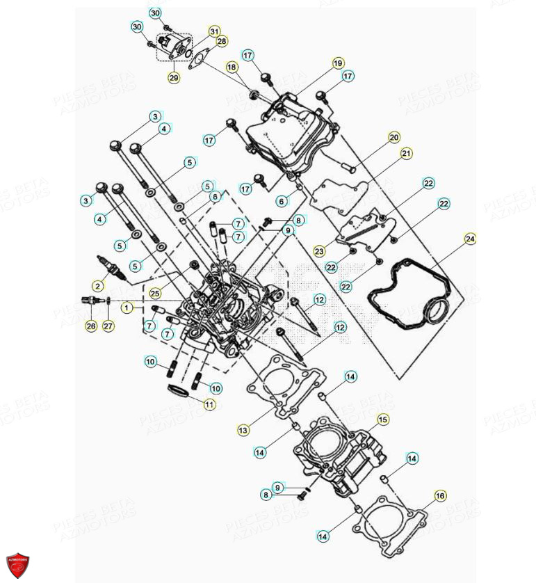 Cylindre Culasse Bougie AZMOTORS PiÃ¨ces Beta ENDURO RR 125 4T LC - 2021-2022