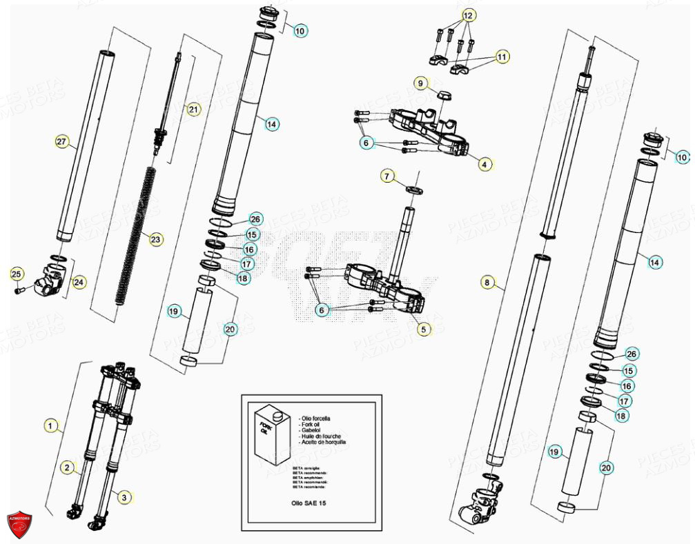 Fourche AZMOTORS PiÃ¨ces Beta ENDURO RR 125 4T LC - 2021-2022
