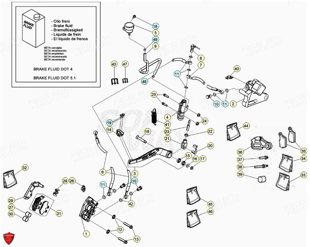 Freins AZMOTORS PiÃ¨ces Beta ENDURO RR 125 4T LC - 2021-2022