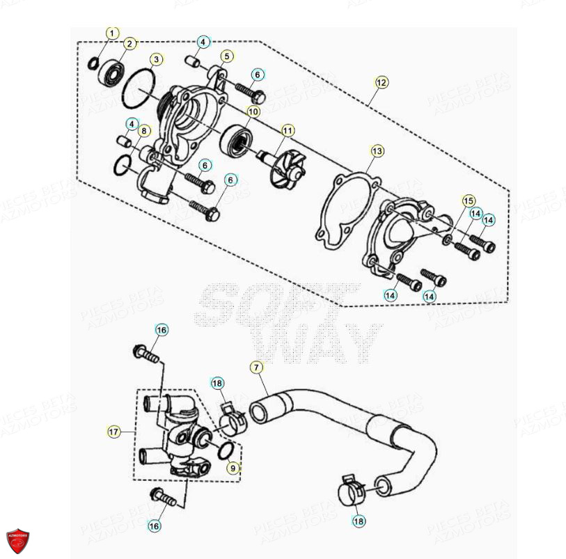 Pompe A Eau AZMOTORS PiÃ¨ces Beta ENDURO RR 125 4T LC - 2021-2022