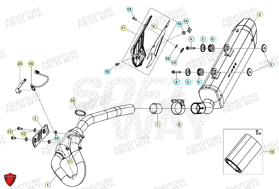 Echappement AZMOTORS PiÃ¨ces Beta ENDURO RR 125 4T R 2024