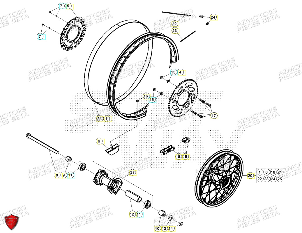 Roue Arriere AZMOTORS PiÃ¨ces Beta ENDURO RR 125 4T R 2024