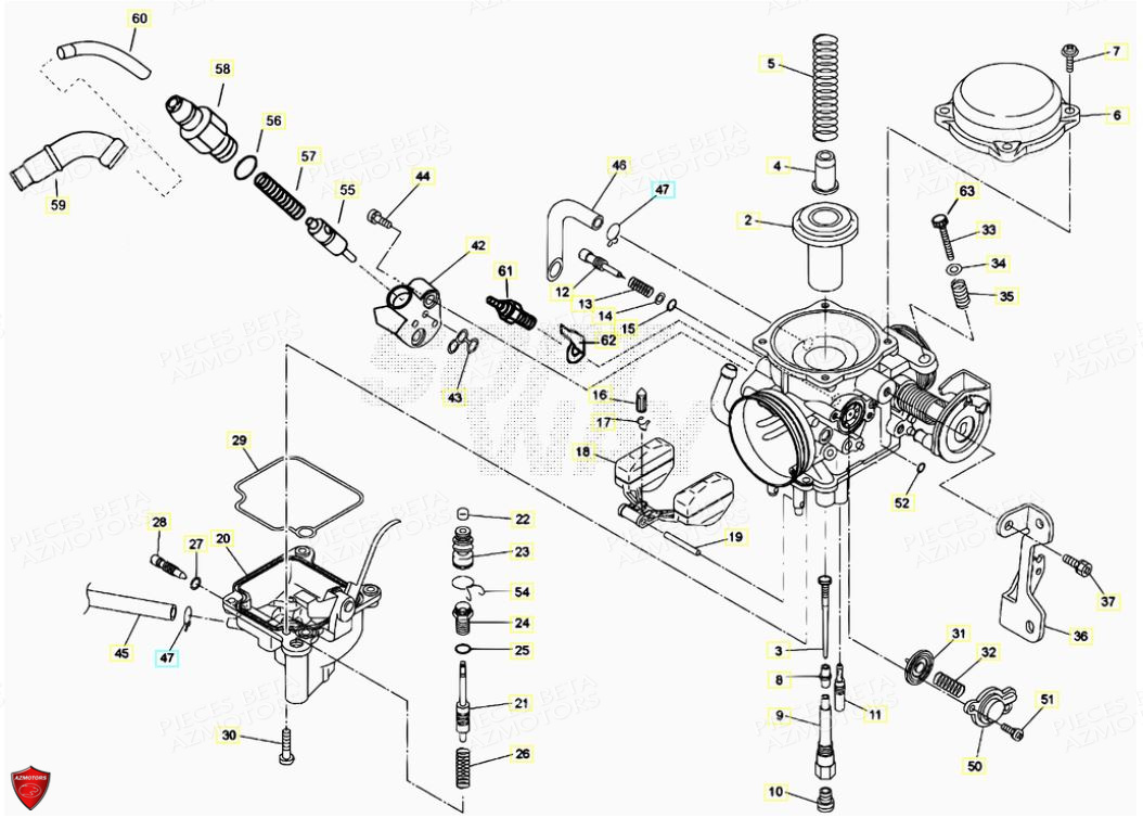 Carburateur Detail AZMOTORS PiÃ¨ces Beta ENDURO RR 125 4T R LC - 2019