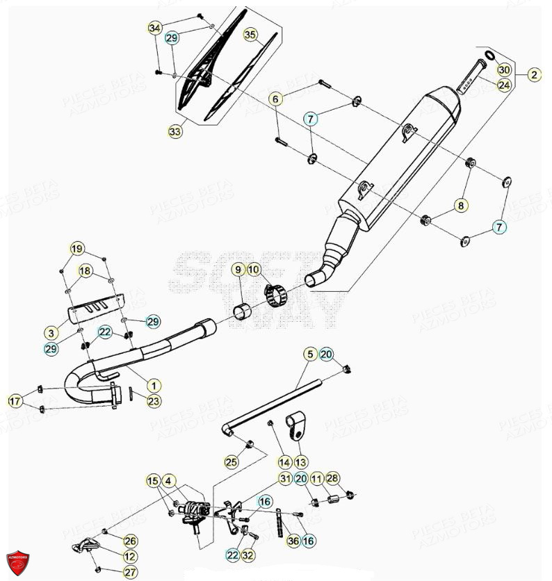 Echappement AZMOTORS PiÃ¨ces Beta ENDURO RR 125 4T R LC - 2019