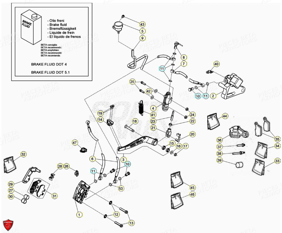 Freins AZMOTORS PiÃ¨ces Beta ENDURO RR 125 4T R LC - 2019