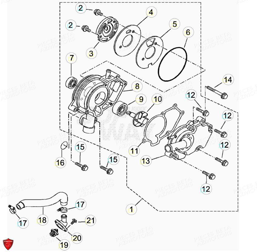 Pompe A Eau AZMOTORS PiÃ¨ces Beta ENDURO RR 125 4T R LC - 2019