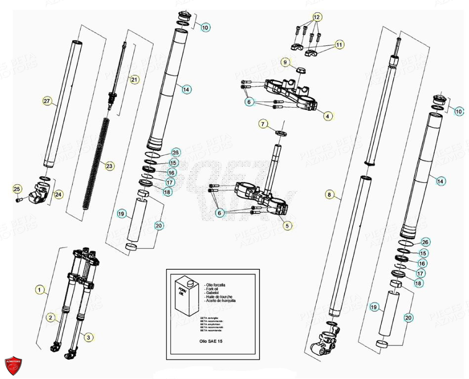 Fourche AZMOTORS PiÃ¨ces Beta ENDURO RR 125 4T R LC - 2020