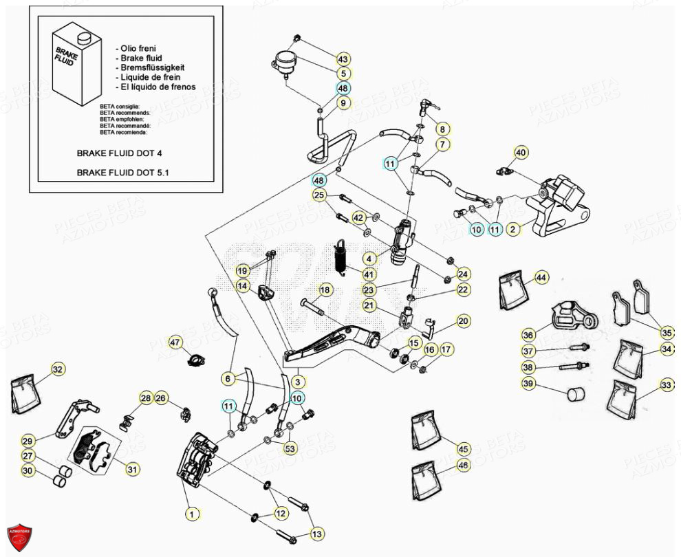 Freins AZMOTORS PiÃ¨ces Beta ENDURO RR 125 4T R LC - 2020