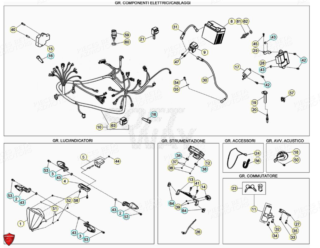 Installation Electrique Batterie AZMOTORS PiÃ¨ces Beta ENDURO RR 125 4T R LC - 2020