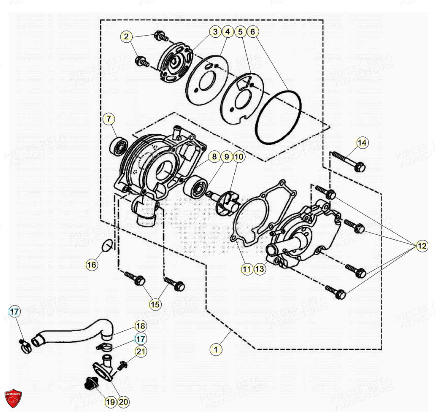 Pompe A Eau AZMOTORS PiÃ¨ces Beta ENDURO RR 125 4T R LC - 2020