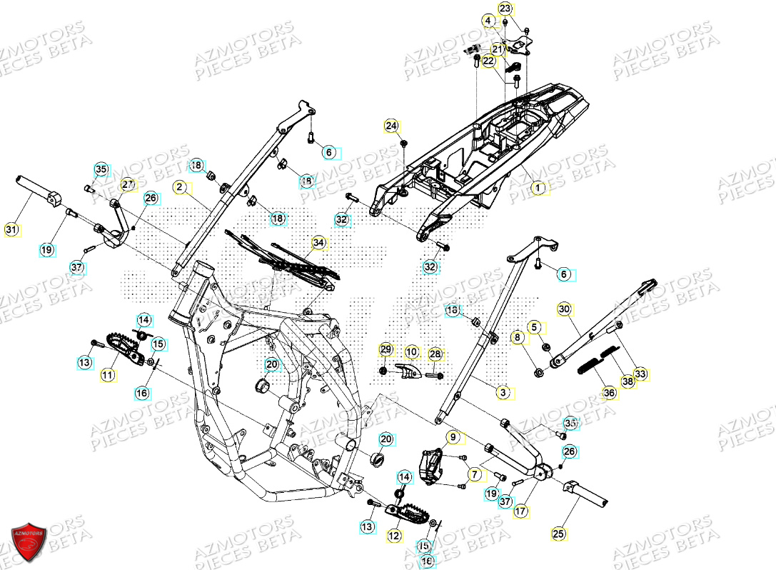 Accessoires Du Chassis AZMOTORS PiÃ¨ces Beta ENDURO RR 125 4T T 2023