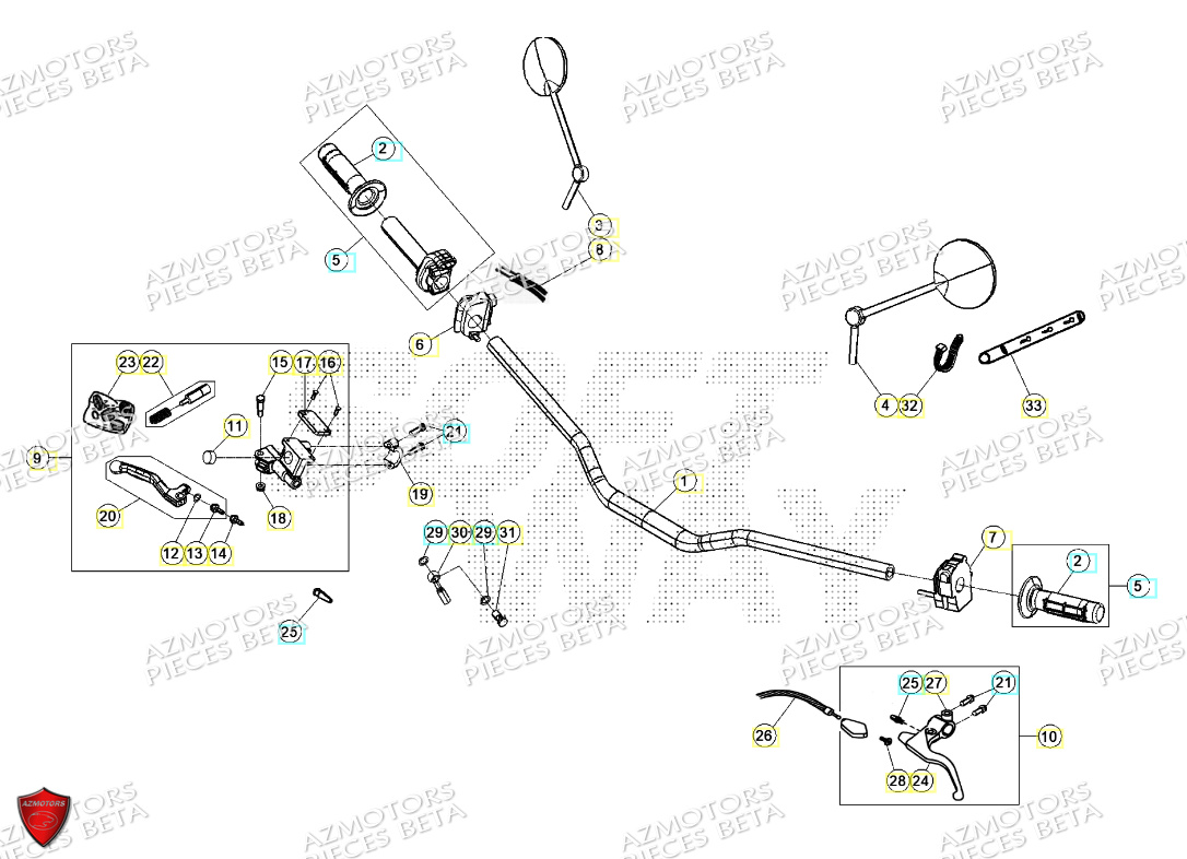 Commandes Guidon AZMOTORS PiÃ¨ces Beta ENDURO RR 125 4T T 2023