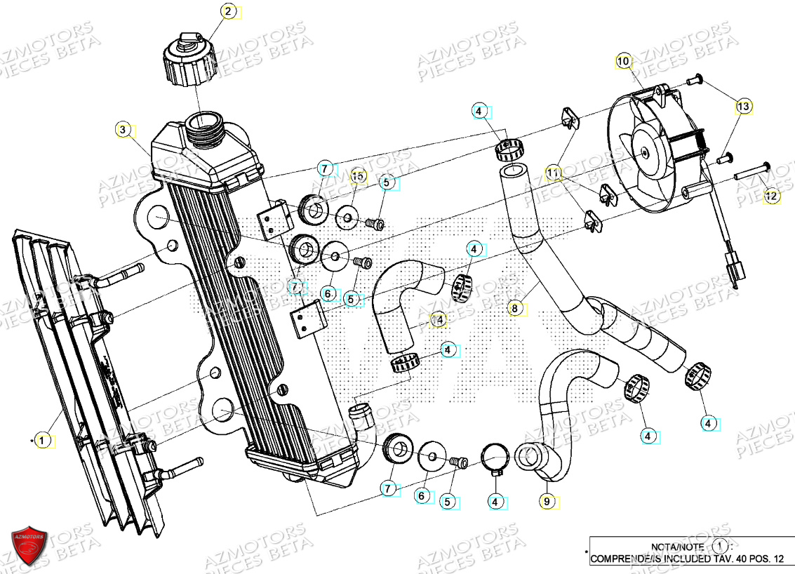 Radiateur AZMOTORS PiÃ¨ces Beta ENDURO RR 125 4T T 2023