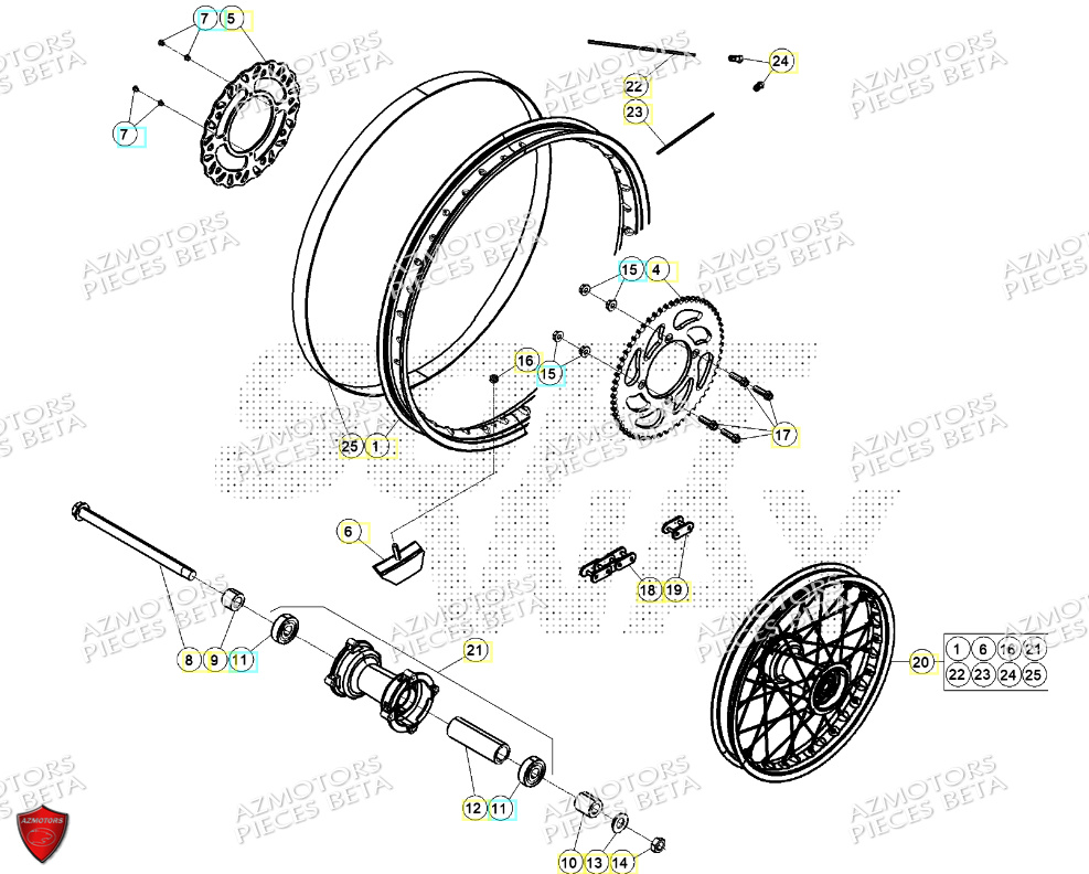 Roue Arriere AZMOTORS PiÃ¨ces Beta ENDURO RR 125 4T T 2023