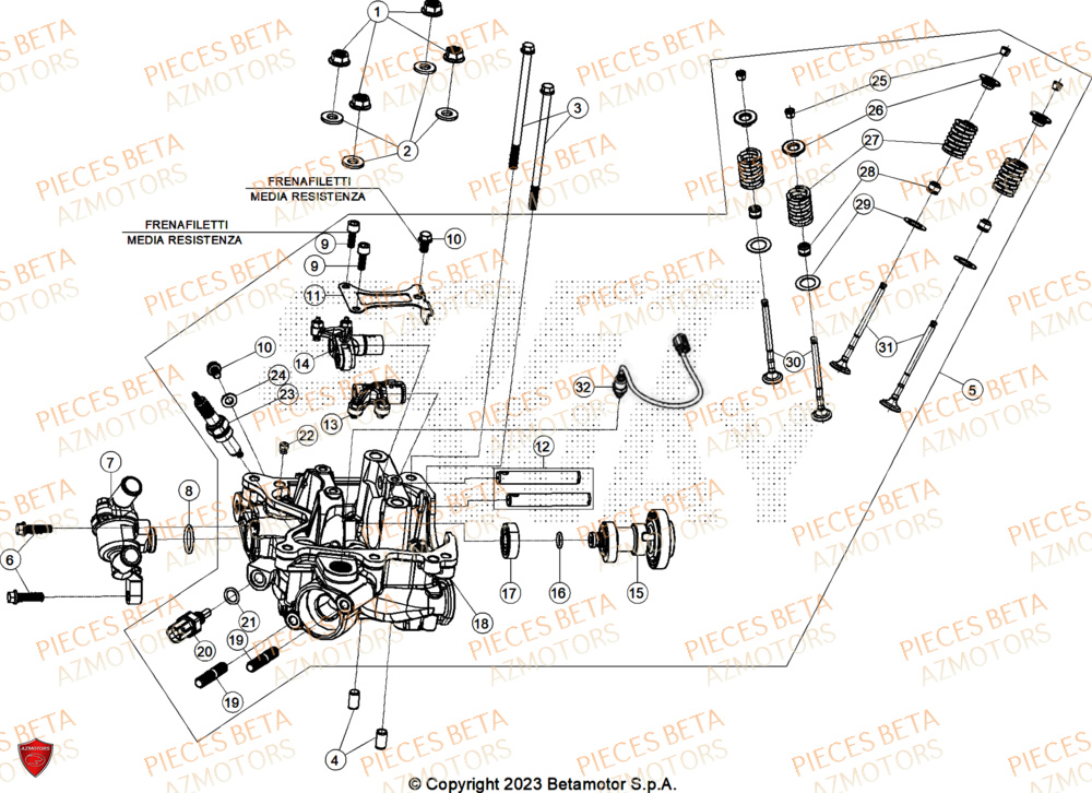 Culasse AZMOTORS PiÃ¨ces Beta ENDURO RR 125 4T T 2024