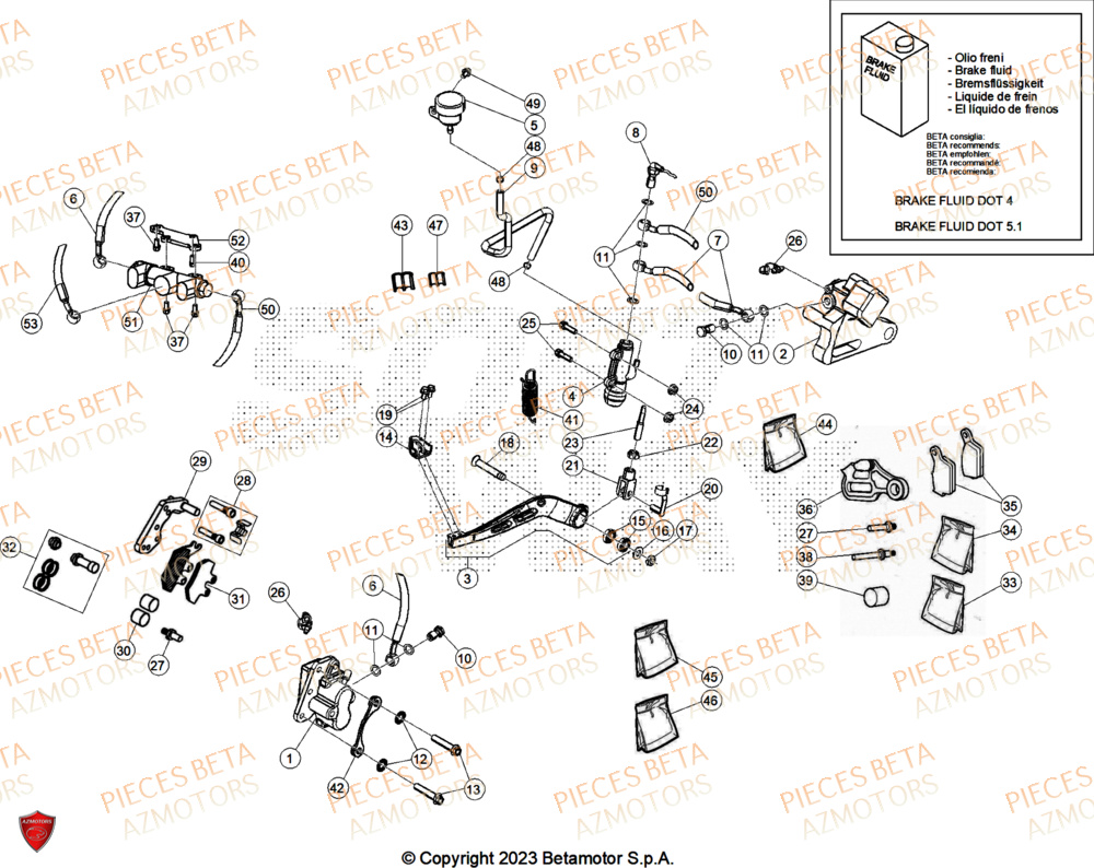 Freins AZMOTORS PiÃ¨ces Beta ENDURO RR 125 4T T X 2025