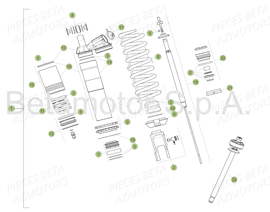 Amortisseur Detail AZMOTORS PiÃ¨ces RR 125 RACING 2T - 2019