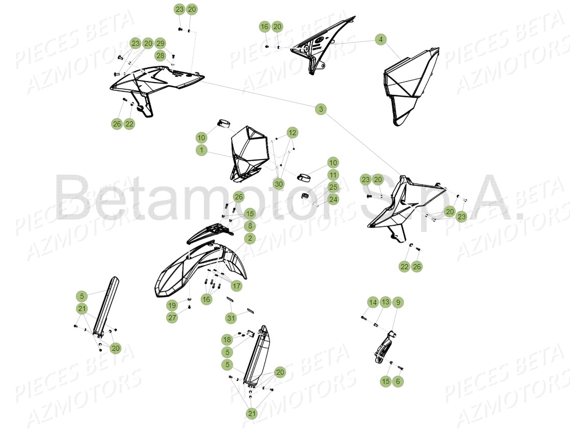 Carenages Avant AZMOTORS PiÃ¨ces RR 125 RACING 2T - 2019
