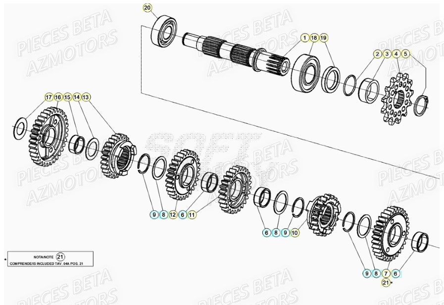Arbre Secondaire AZMOTORS PiÃ¨ces RR 125 RACING 2T - 2020