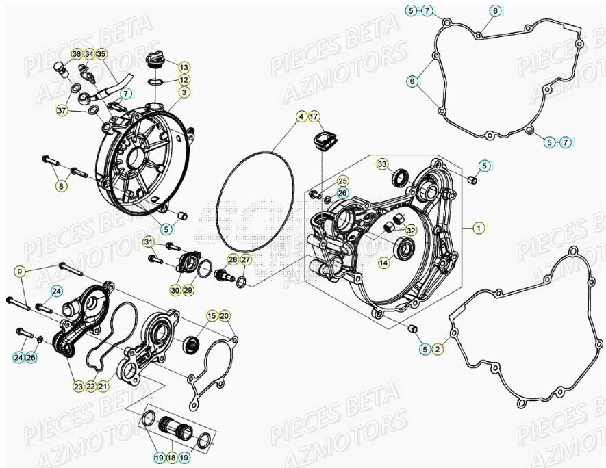 Couvercle Embrayage AZMOTORS PiÃ¨ces RR 125 RACING 2T - 2020