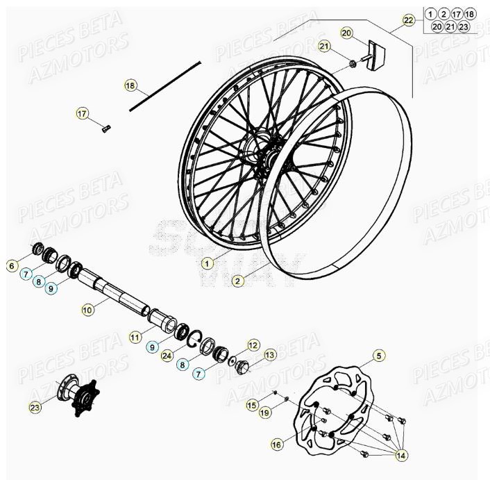 Roue Avant AZMOTORS PiÃ¨ces RR 125 RACING 2T - 2020