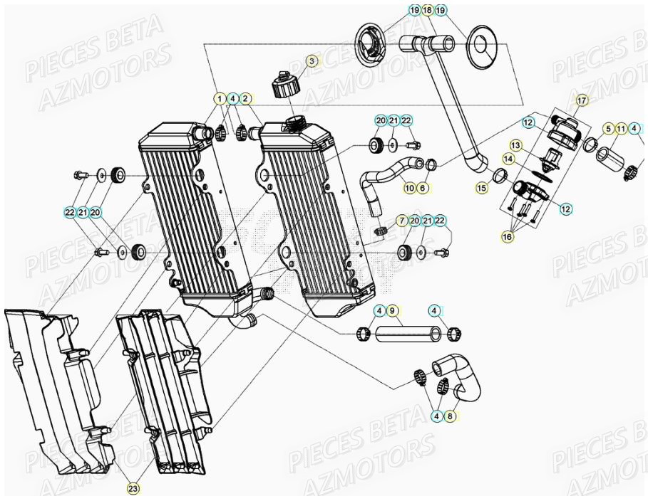 Radiateur AZMOTORS PiÃ¨ces RR 125 RACING 2T - 2021