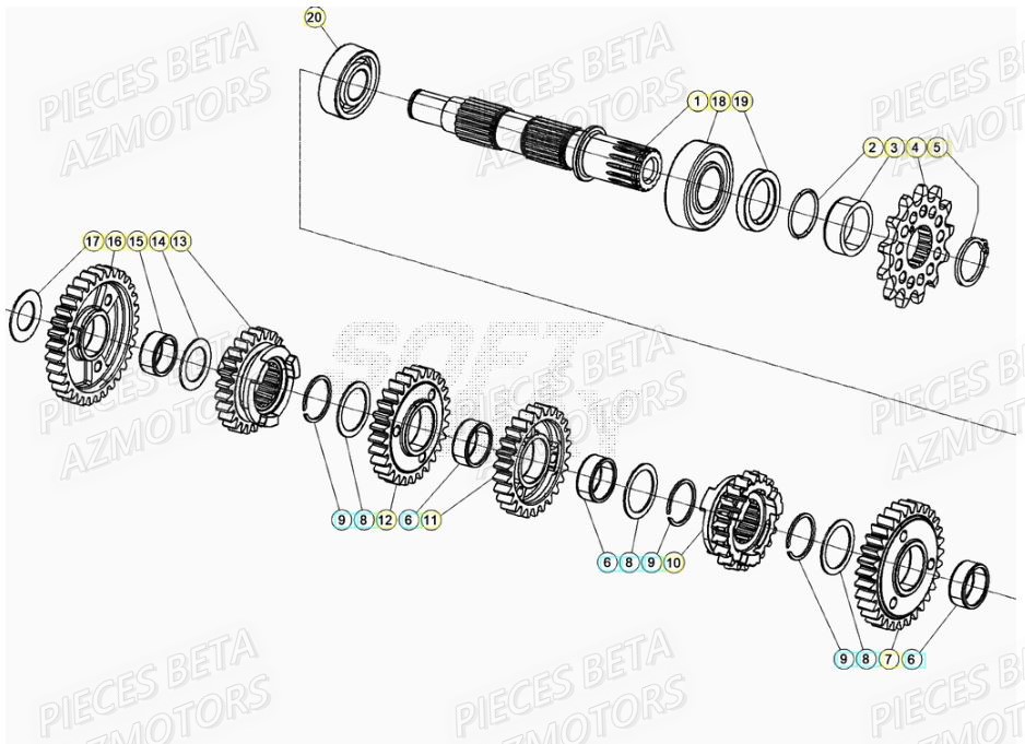 Transmission AZMOTORS PiÃ¨ces RR 125 RACING 2T - 2021
