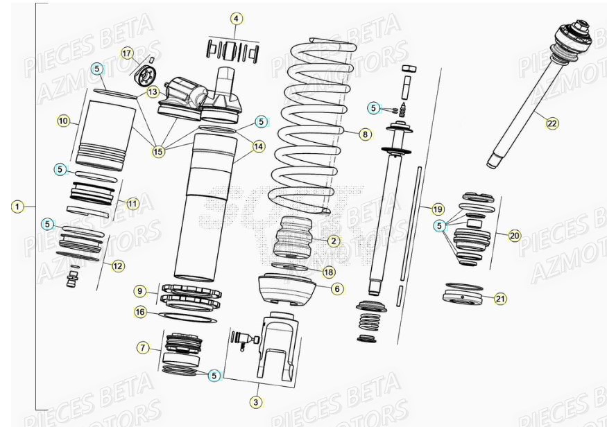 Amortisseur AZMOTORS PiÃ¨ces RR 125 RACING 2T - 2022