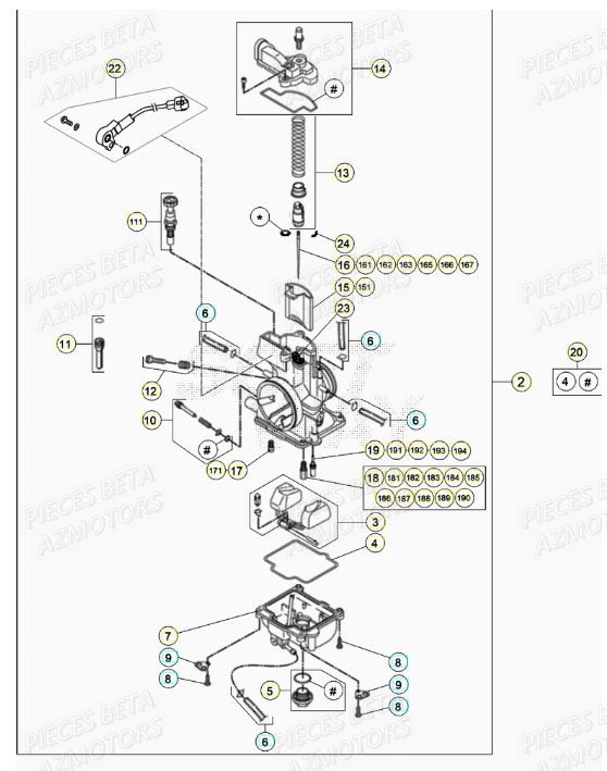 Carburateur AZMOTORS PiÃ¨ces RR 125 RACING 2T - 2022