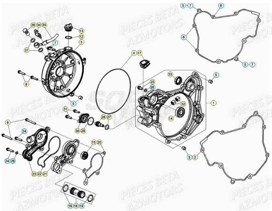 Couvercle Embrayage AZMOTORS PiÃ¨ces RR 125 RACING 2T - 2022