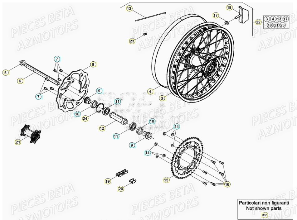 Roue Arriere AZMOTORS PiÃ¨ces RR 125 RACING 2T - 2022