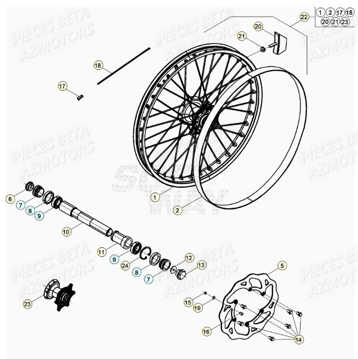 Roue Avant AZMOTORS PiÃ¨ces RR 125 RACING 2T - 2022