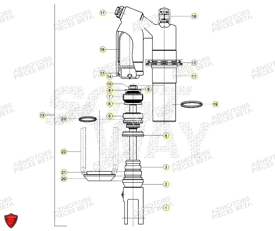 Amortisseur AZMOTORS PiÃ¨ces Beta RR 125 2T RACING - 2024