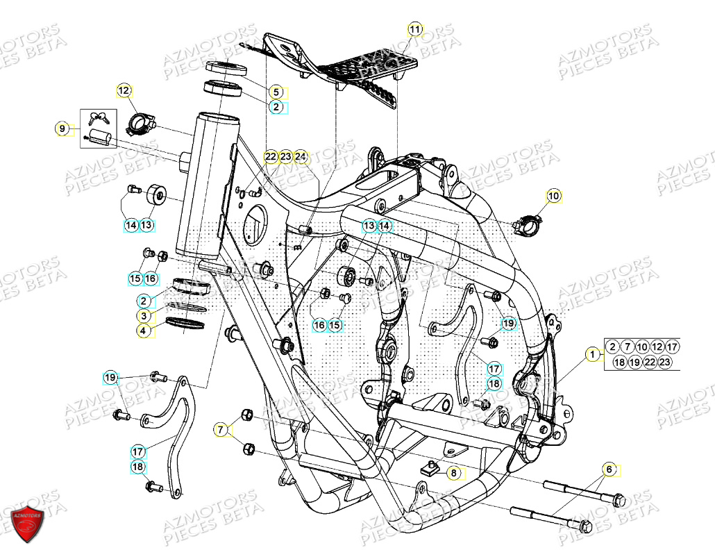 Chassis AZMOTORS PiÃ¨ces Beta RR 125 2T RACING - 2024