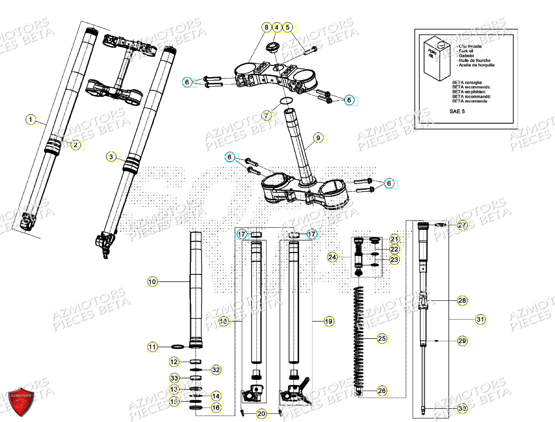 Fourche AZMOTORS PiÃ¨ces Beta RR 125 2T RACING - 2024