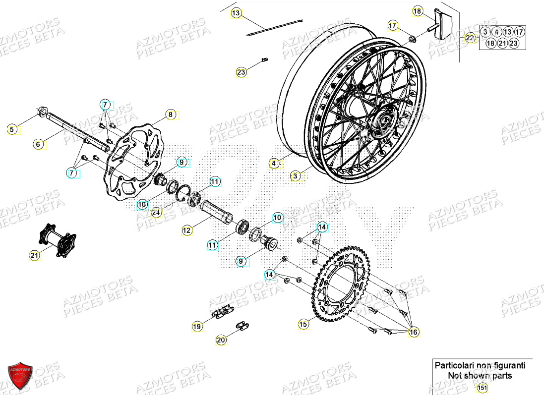 Roue Arriere AZMOTORS PiÃ¨ces Beta RR 125 2T RACING - 2024