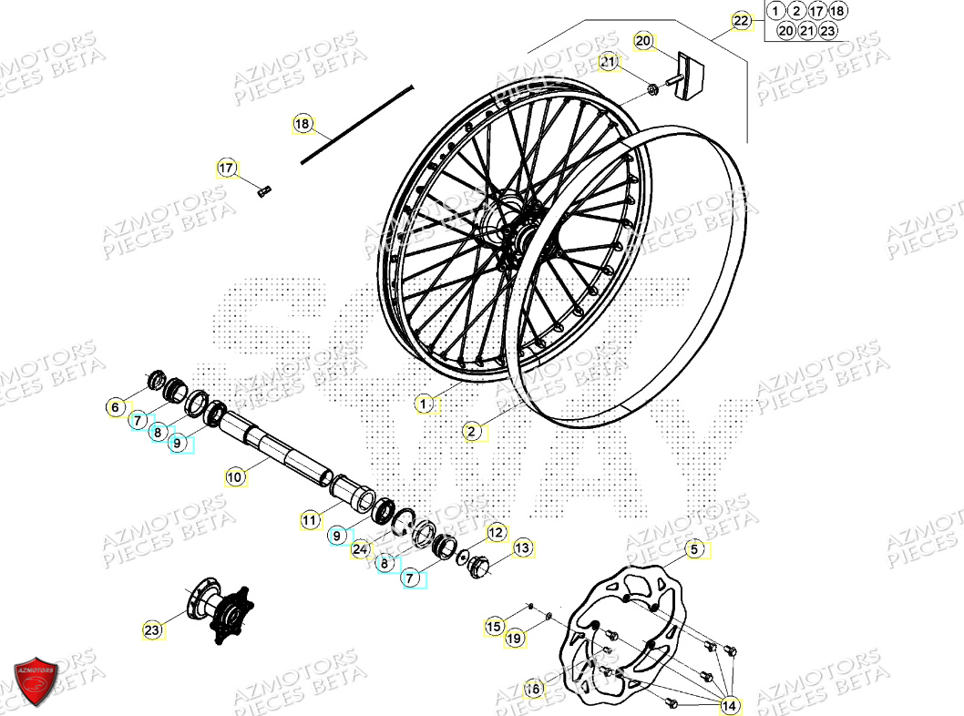 Roue Avant AZMOTORS PiÃ¨ces Beta RR 125 2T RACING - 2024