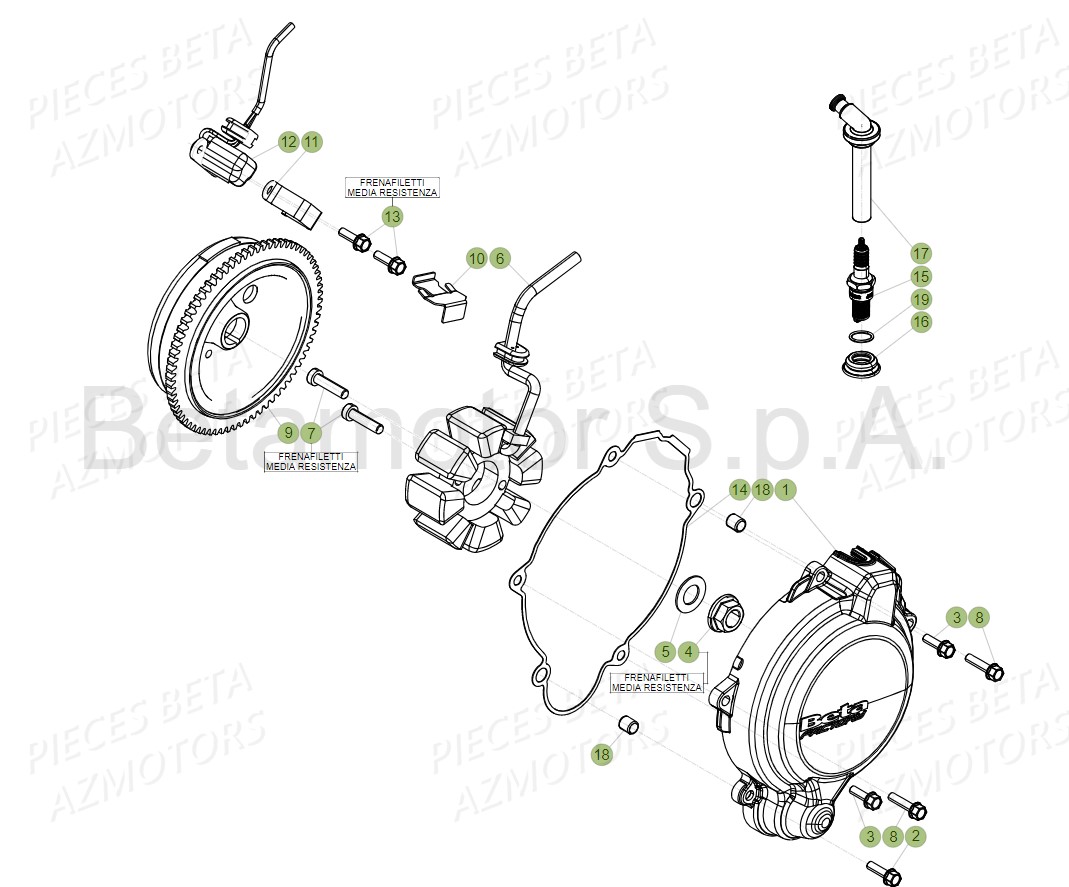 Allumage AZMOTORS Pieces Beta RR 200 2T - 2019