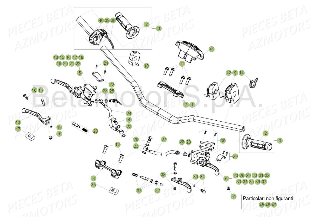 Commandes Guidon AZMOTORS Pieces Beta RR 200 2T - 2019