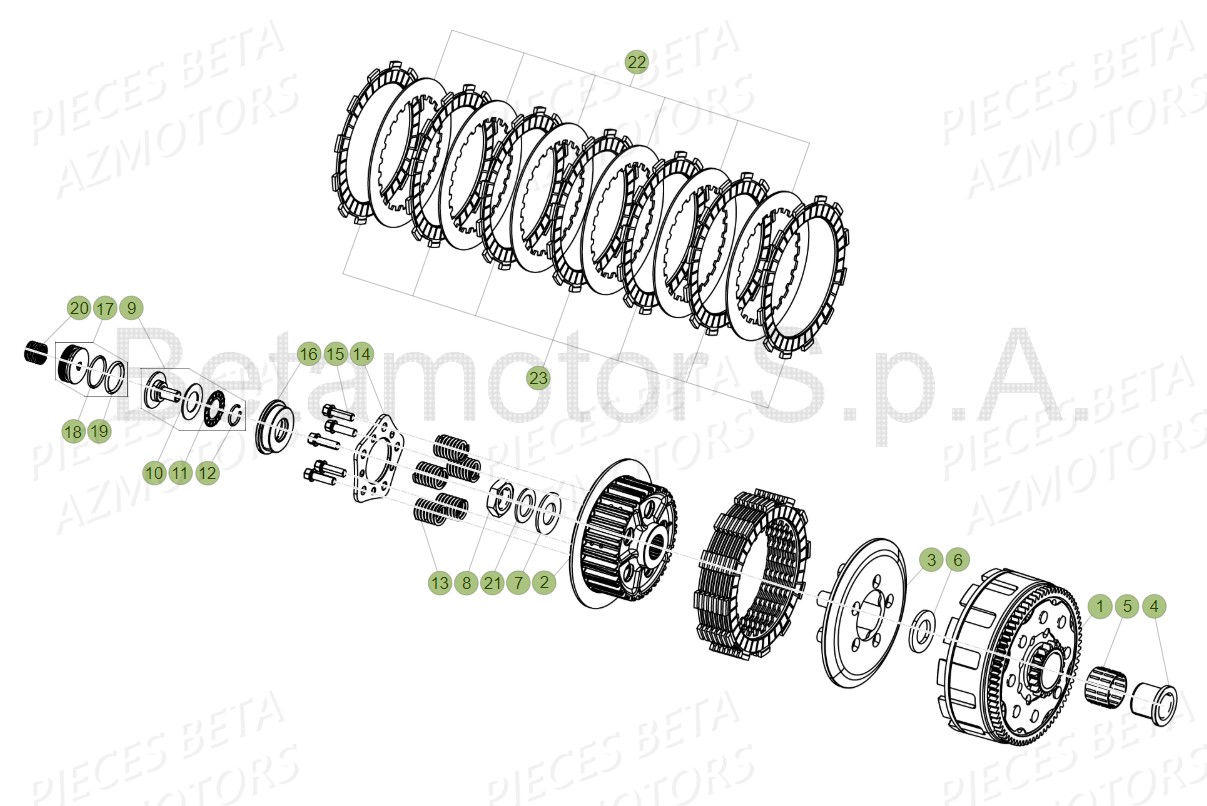 Embrayage AZMOTORS Pieces Beta RR 200 2T - 2019