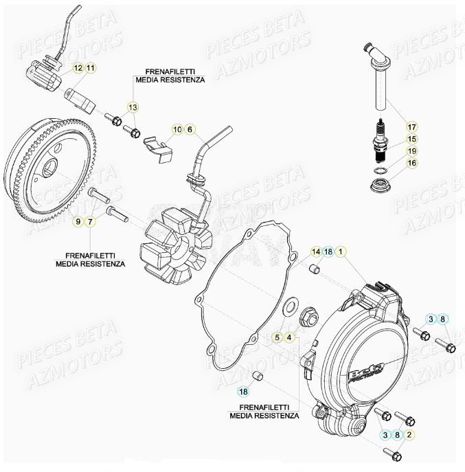 Allumage AZMOTORS Pieces Beta RR 200 2T - 2020