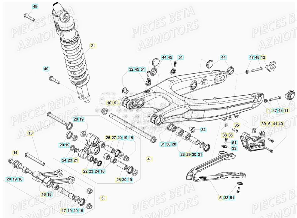 Bras Oscillant AZMOTORS Pieces Beta RR 200 2T - 2020